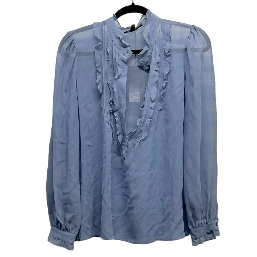 BCBGMAXAZRIA "LEOLA" Sheer blouse, Light Blue, NWT